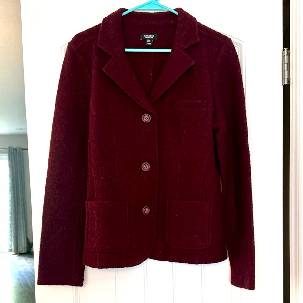 Jones New York Burgundy 100% Wool Coat